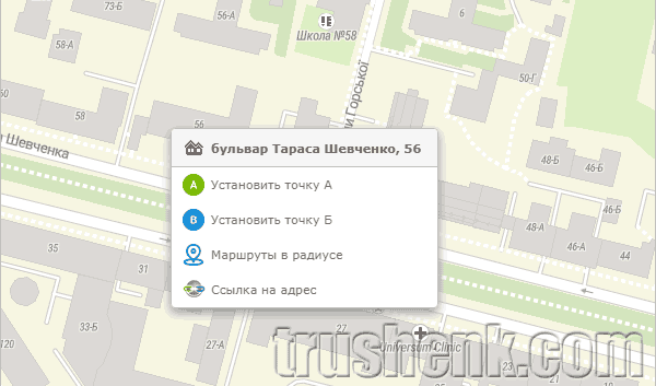 Выбираем точку на карте